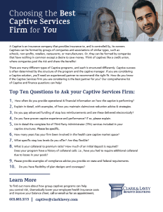Captive Insurance - Choosing the Best Captive Services Firm for You Flyer