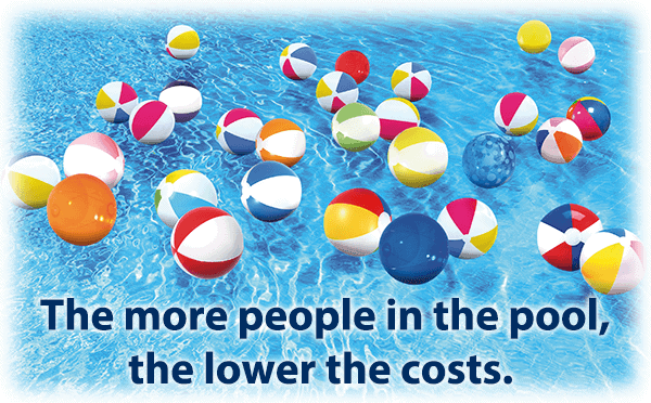 Balls in a Pool Illustration - Group Captives Offer Significant Savings | Employer Benefit Solutions