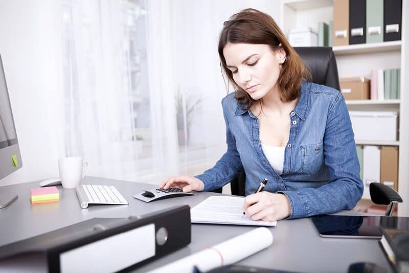 Woman Working at a Desk at Home